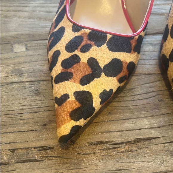 Tony Bianco Leopard Pointed Mule in Tan and Black with Red Trim - Picture 3 of 9